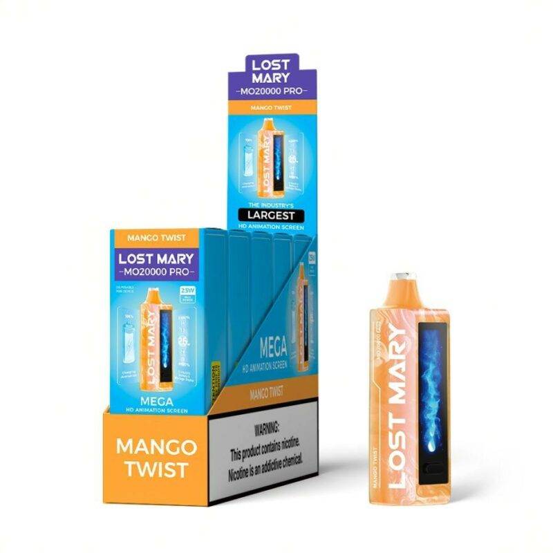 Lost Mary | MO20000 Pro Disposables | Mega HD Animated Screen | 20000 Puffs | Nic 5% | Pack of 5 | Mango Twist