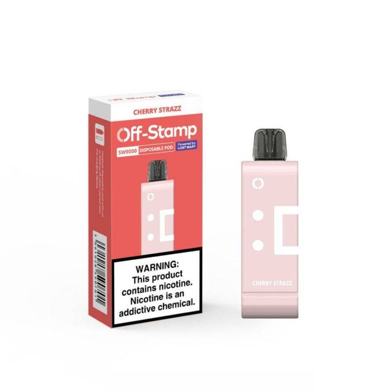 Off-Stamp by Lost Mary | Sw9000 Rechargeable Disposable Pod | Pack of 5 | Cherry Strazz
